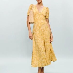 Reformation Golden Floral Midi Dress
